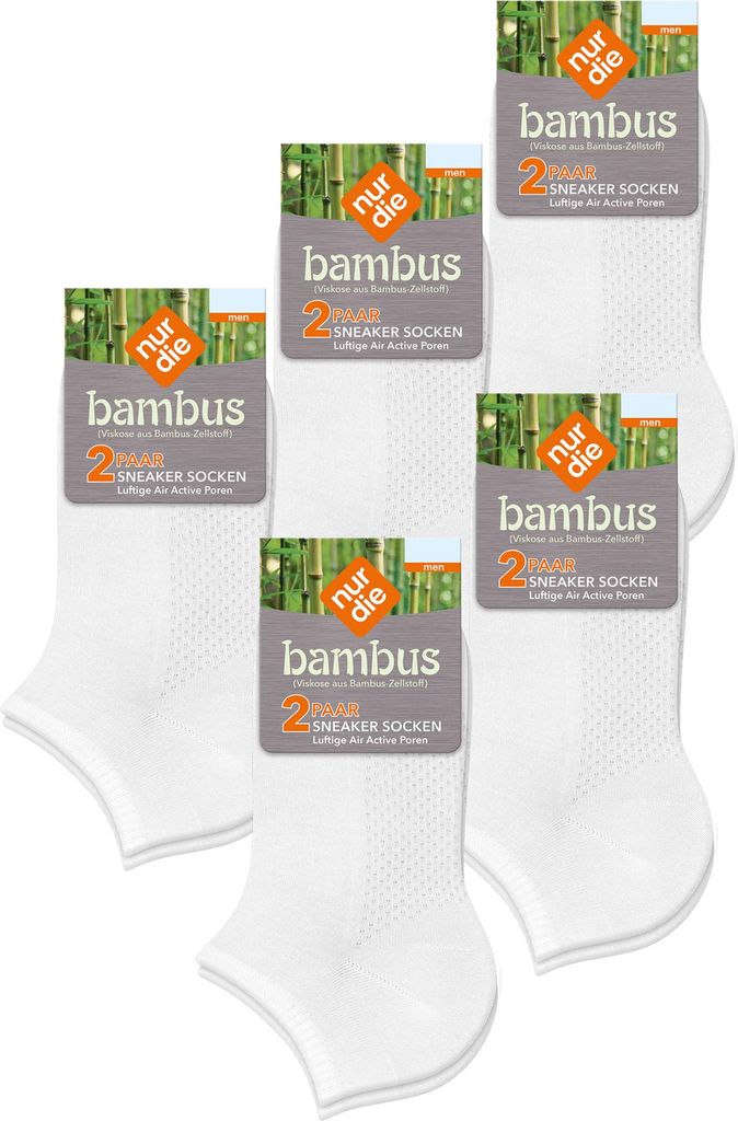 NUR DIE Herren Sneakersocken 10-Pack Bambus Sneaker - weiß Produktbild 