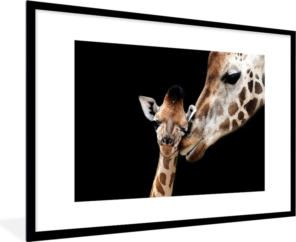 MuchoWow® Gerahmtes Poster Giraffe - Tiere - Schwarz - Produktbild 