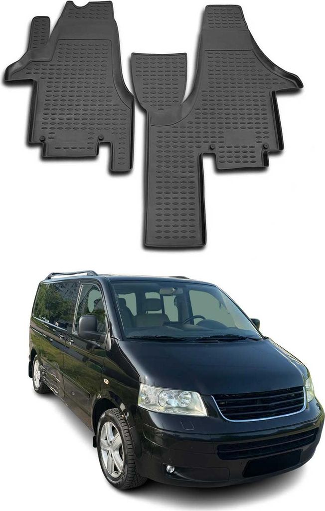 2003-2015 VW Multivan T5 Tapis de sol TPE noir 2 pcs Image du produit 