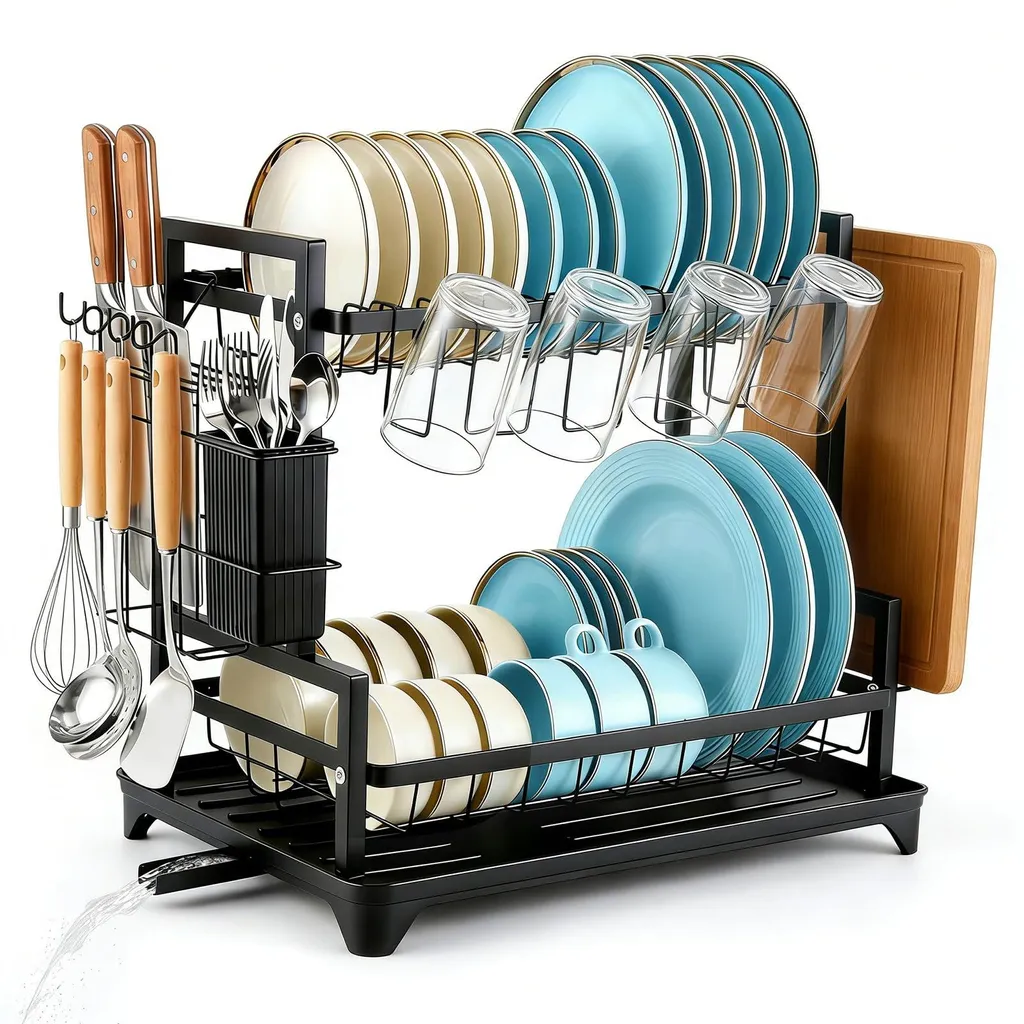 Grand séchoir à linge pour vaisselle familiale en inox gain de place