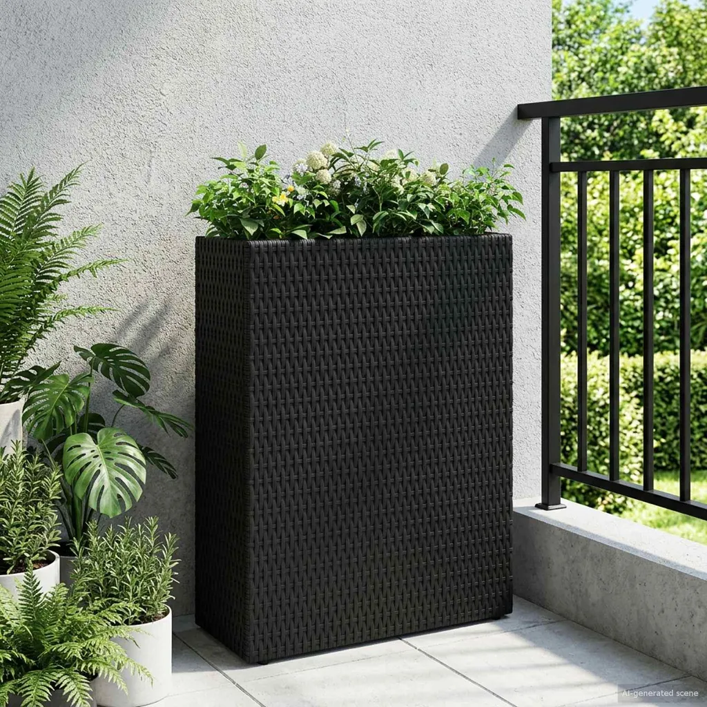 Jardinière haute polyrotin 55x22x70 cm pour protéger vos fleurs - 2