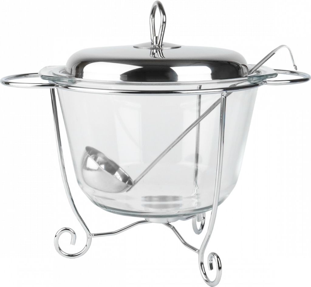 Speisewärmer Glasbräter Suppenwärmer Auflaufform Backform Bräter mit Glaseinsatz 3,9L Warmhaltebehälter Warmhalteplatte