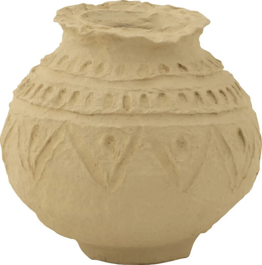 Pot Boule Artisanal J-Line en Papier Mâché - Finition Naturelle Mate
