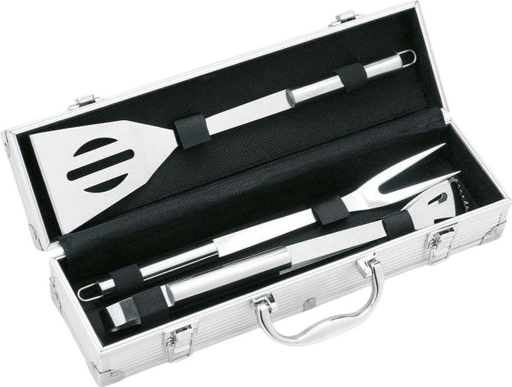 MidOcean - Aluminium Grillwerkzeug-Set "Asador" (3er-Pack) MO1278 (Einheitsgröße) (Silber)