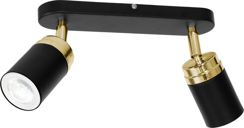 Deckenspot Spot Lampe Decke in Schwarz Gold 2-flammig GU10 Metall verstellbar Modern Wohnzimmer