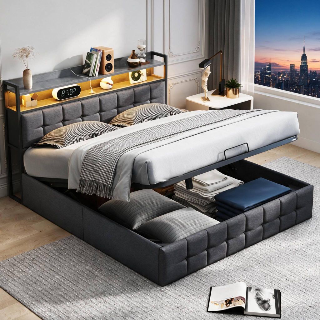 INONEFT Posteľ s pružinovým roštom, 140x200 cm, čalúnená Obrázok produktu 
