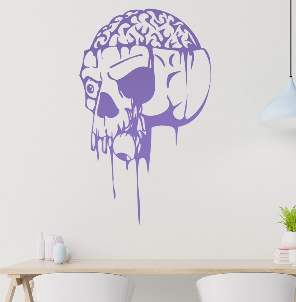 Gehirn Schädel Wandtattoo in 6 Größen - Wandaufkleber Wall Sticker - Dekoration, Küche, Wohnzimmer, Schlafzimmer, Badezimmer