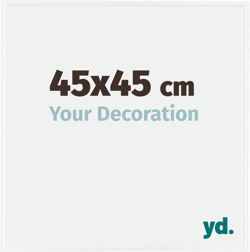 A graphic with text indicating product size and a slogan.