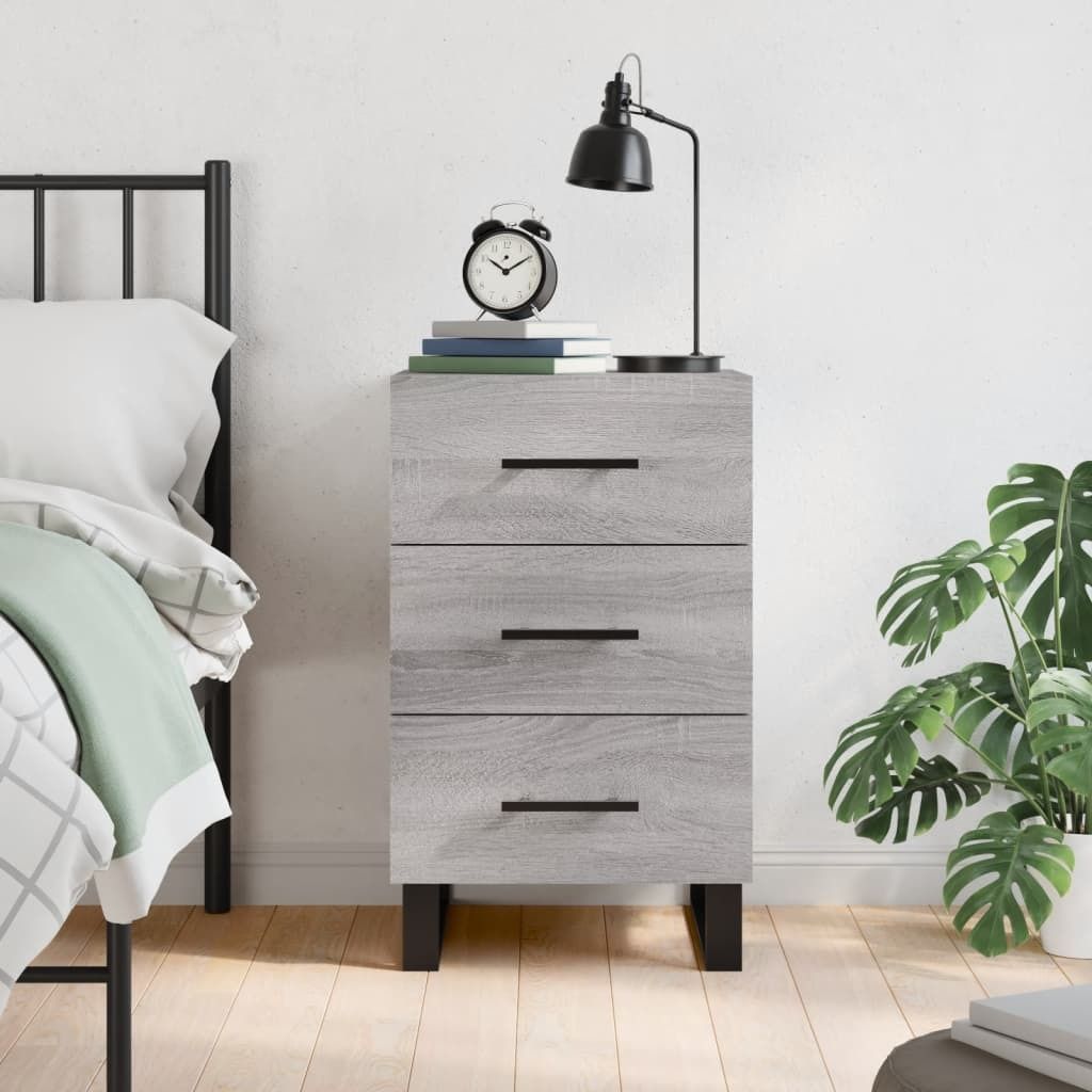 The Living Store Nachttisch Grau Sonoma 40x40x66 cm Holzwerkstoff