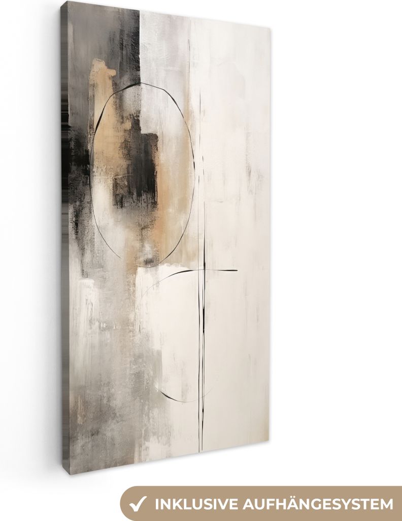 MuchoWow - Leinwandbilder - Kunst - Abstrakt - Grau - Industriell, Wandbild, Wanddeko Bilder Wohnzimmer, 20x40 cm