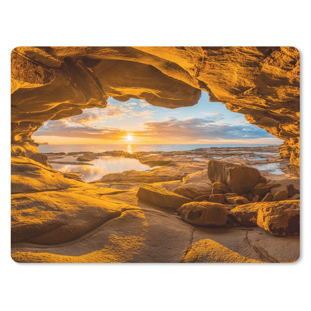 MuchoWow Mauspad Mousepad Höhle - Meer - Horizont - Sonnenuntergang 23x19 cm - Mousepads - Maus Mat - Pad - Mausunterlage - Schreibtischunterlag...