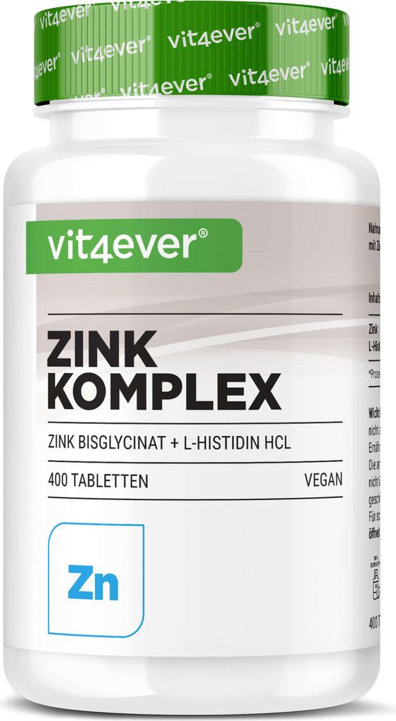 Zink Advanced - 400 Tabletten mit 25 mg - Zinkbisglycinat + L-Histidin