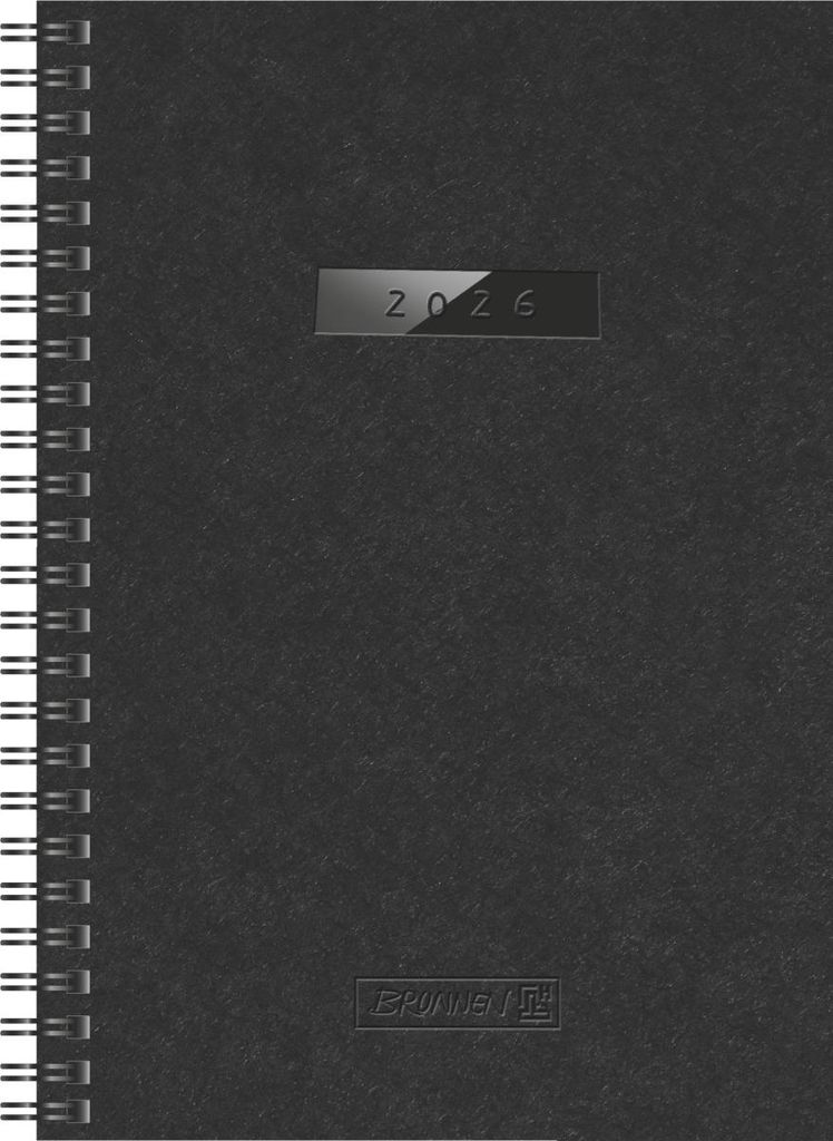 Buchkalender 796 A5 1 Woche/2 Seiten Natur-Karton schwarz 2026 Packung mit 3 Stück