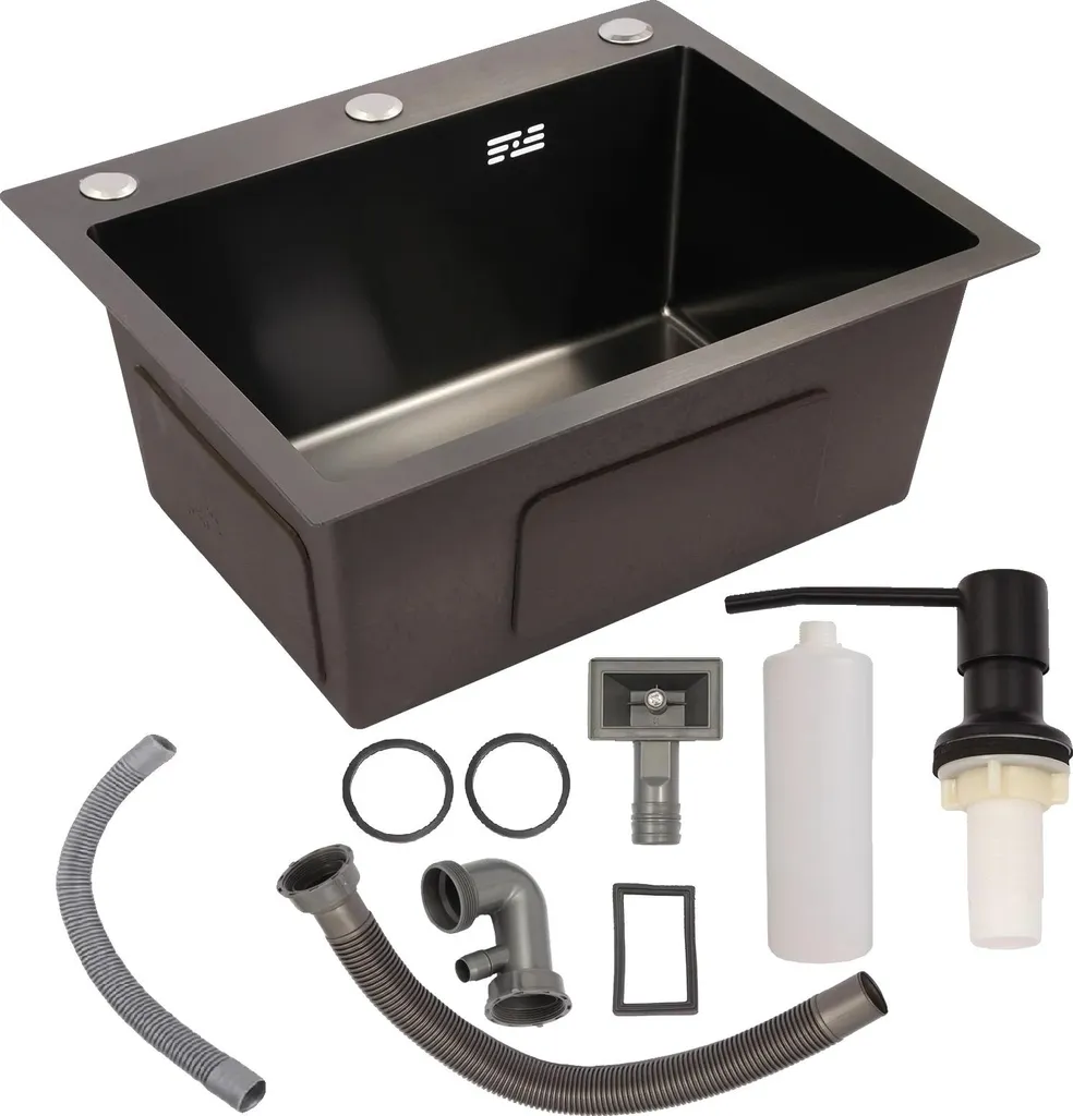 Lavello Cucina Inox 50x40 Grigio Canna di Fucile con Dispenser Sapone