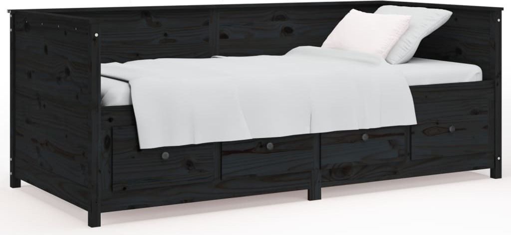 vidaXL Lit de jour noir 90x200 cm pin massif Image du produit 