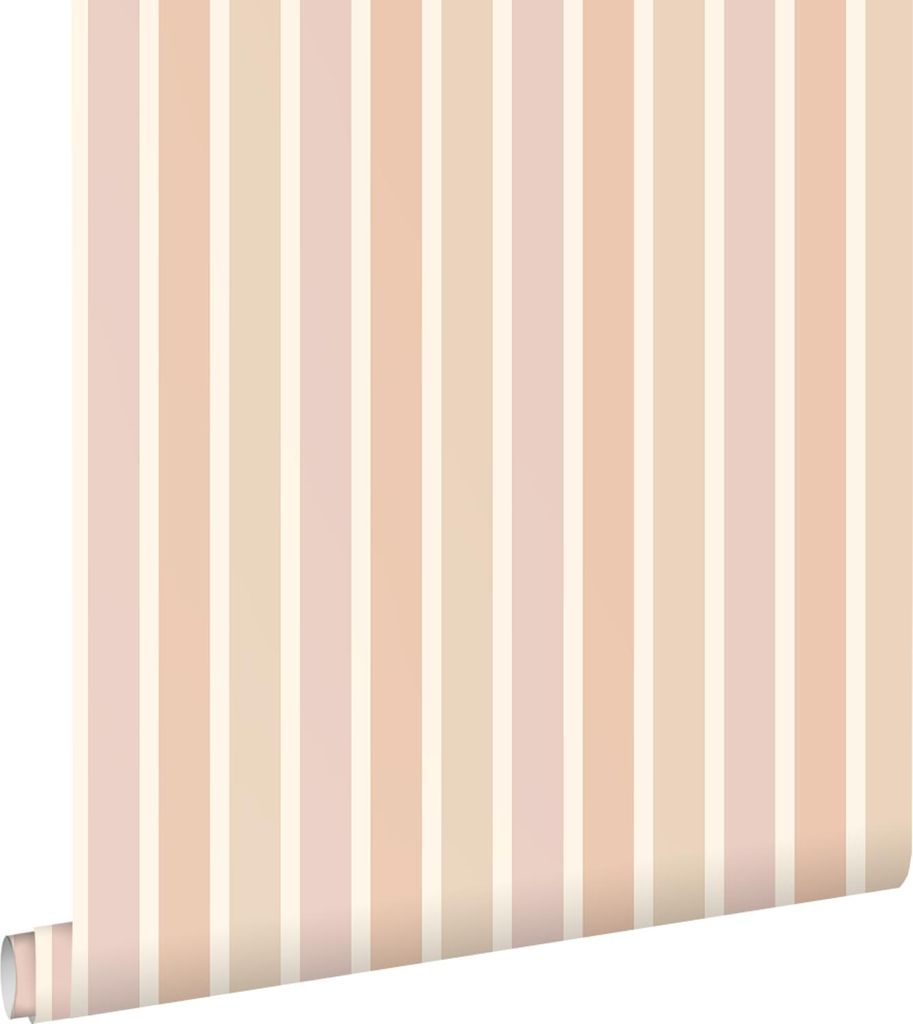 ESTAhome Tapete Streifen Beige, Terrakotta und Mauve-Violett 50 x 900 cm