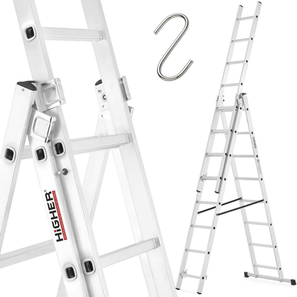 Drabina aluminiowa z opcją na schody 3x8 HIGHER 4,70m Hobby Zdjęcie produktu 