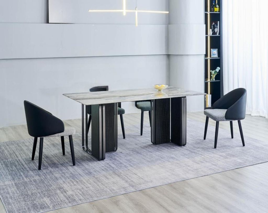 Rechteckiger Esszimmer Tisch 4x Stühle Moderne Esszimmergruppe 5tlg Neu