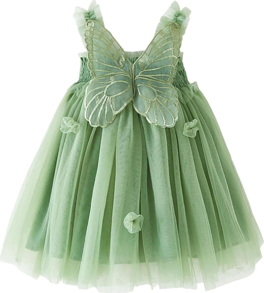 ASKSA Prinzessinnenkleid fuer Kleinkinder Kleinkind Maedchen aermellos Schmetterling Tuell Spitze Rueschen Kleid Tanz Party Prinzessin Kleider, Gru...