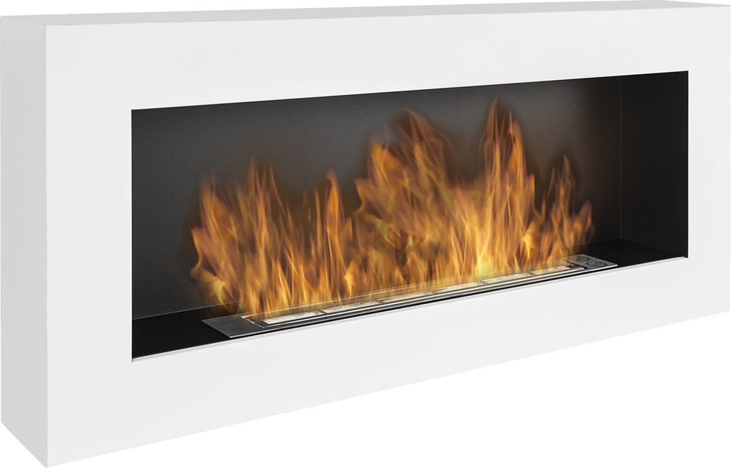 ethanolkamin BOX 90 cm mit weißem. Wandkamin 900x400mm ohne Produktbild 