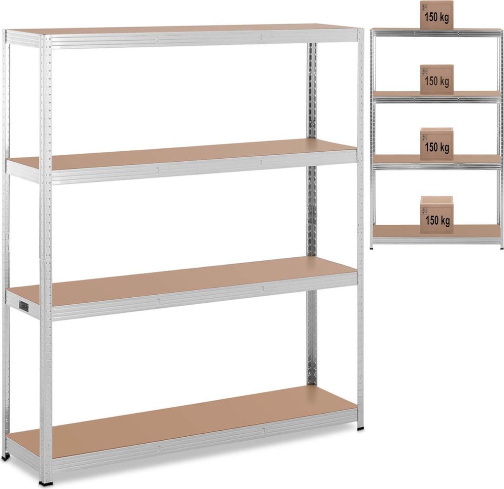 Regał Magazynowy Metalowy 4 Półki 600 Kg 160 X 40 X 180 Cm Zdjęcie produktu 