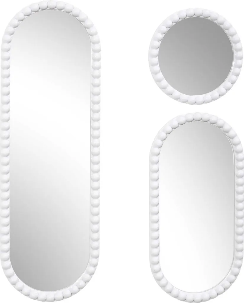 Miroir Mural Blanc en Set de 3 Design Géométrique HowHomely Finition