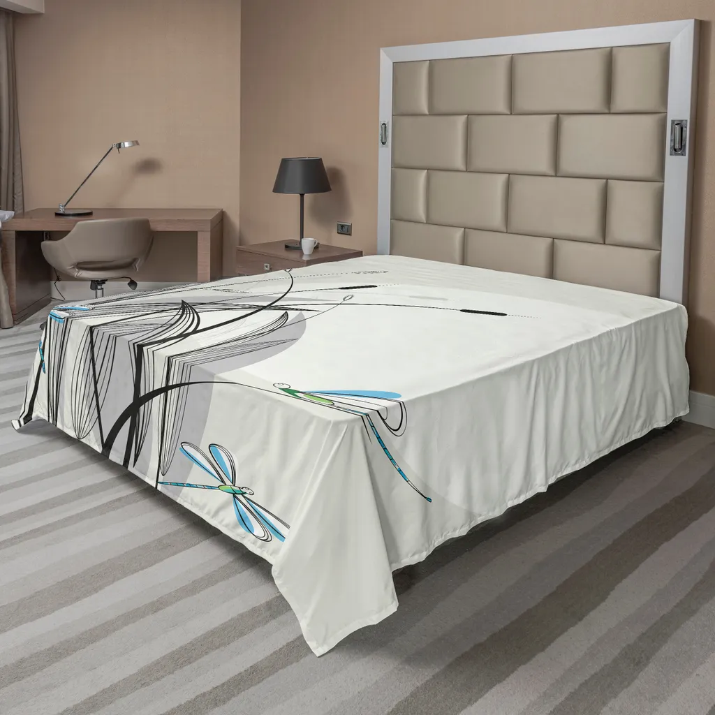 Drap de lit Libellule 260 x 228 cm, dessus de lit imprimé boho floral