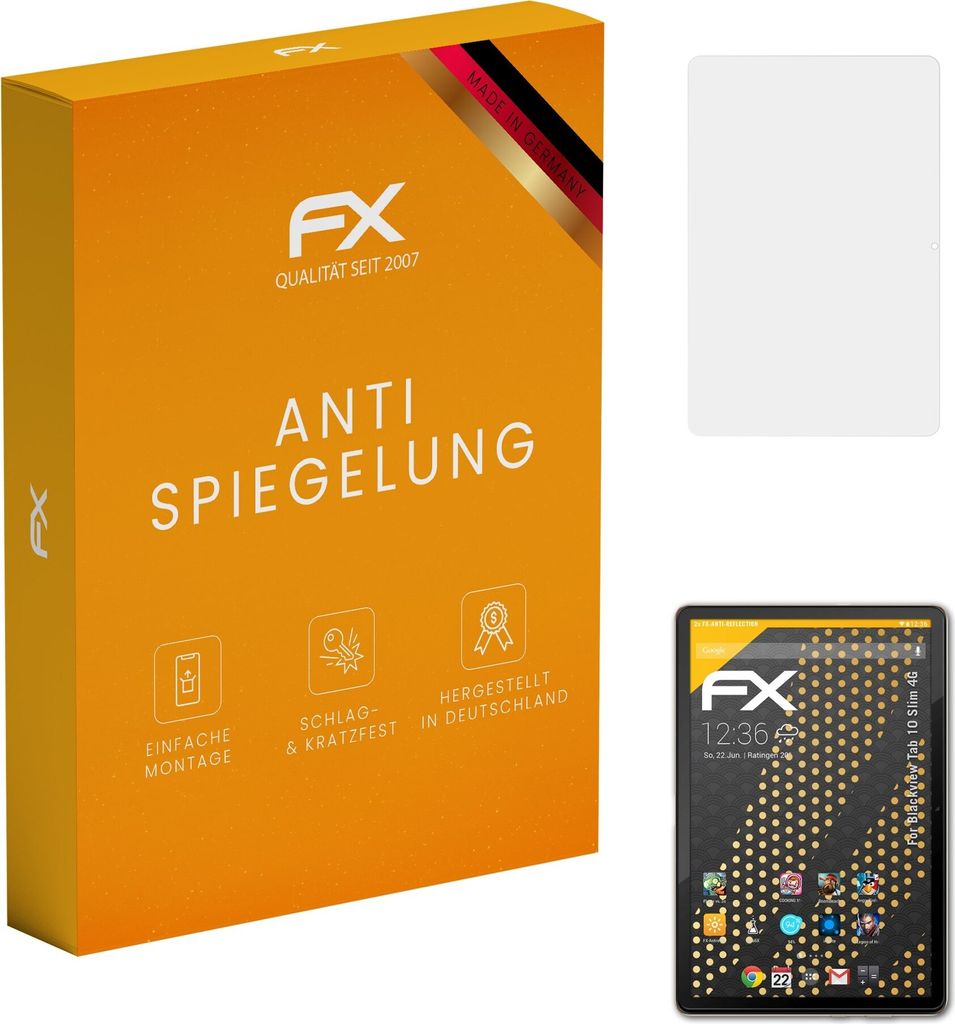 atFoliX FX-Antireflex 2x Schutzfolie kompatibel mit Blackview Tab 10 Slim 4G Displayfolie