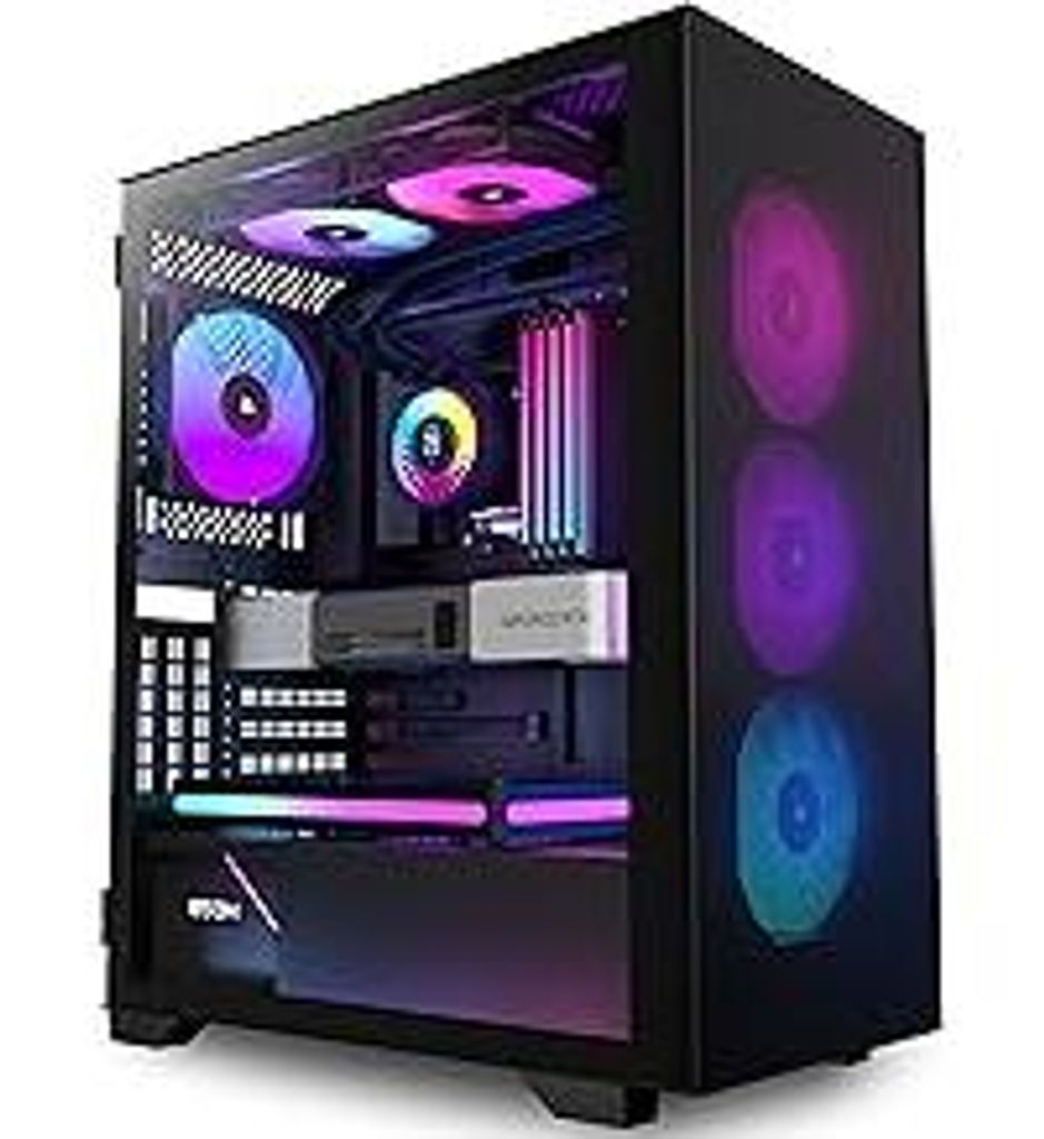 KEDIERS PC-Gehäuse, vorinstalliert 6*PWM ARGB-Gehäuselüfter, ATX Mid Tower, Gaming-Gehäuse mit Öffnung aus gehärtetem Glas, Seitenteiltür, N...