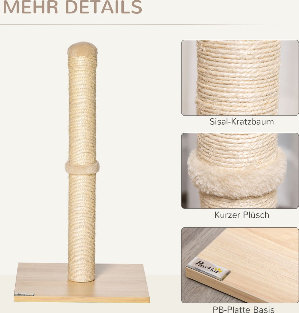 PawHut Kratzstamm für Katzen Kratzsäule aus Sisal stabiler Produktbild 5