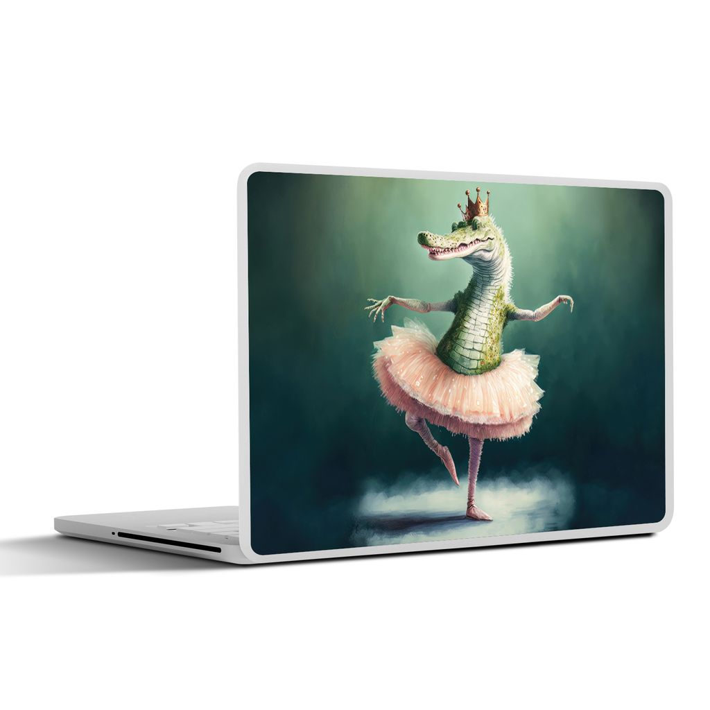 MuchoWow Laptop Aufkleber Sticker Cover Krokodil - Krone - Gold - Ballett - Porträt - Kinder 36.5x27.5 cm - Laptop-Sticker