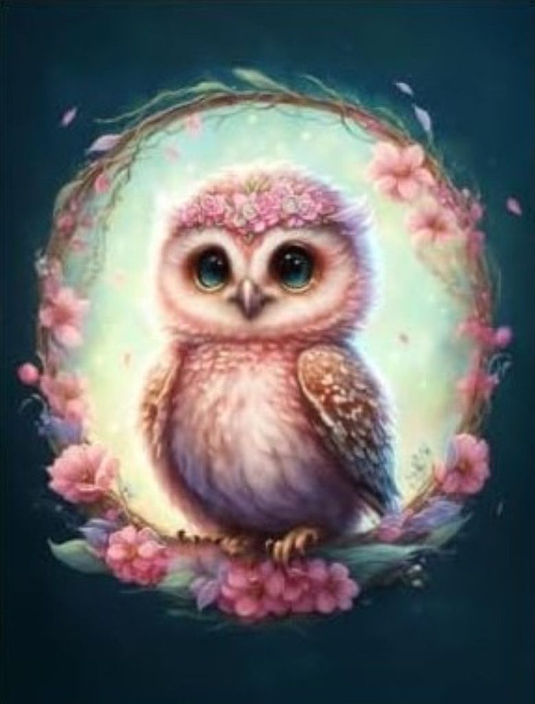 Malen nach Zahlen Eule Babyeule - 5D Diamond Painting Set Produktbild 