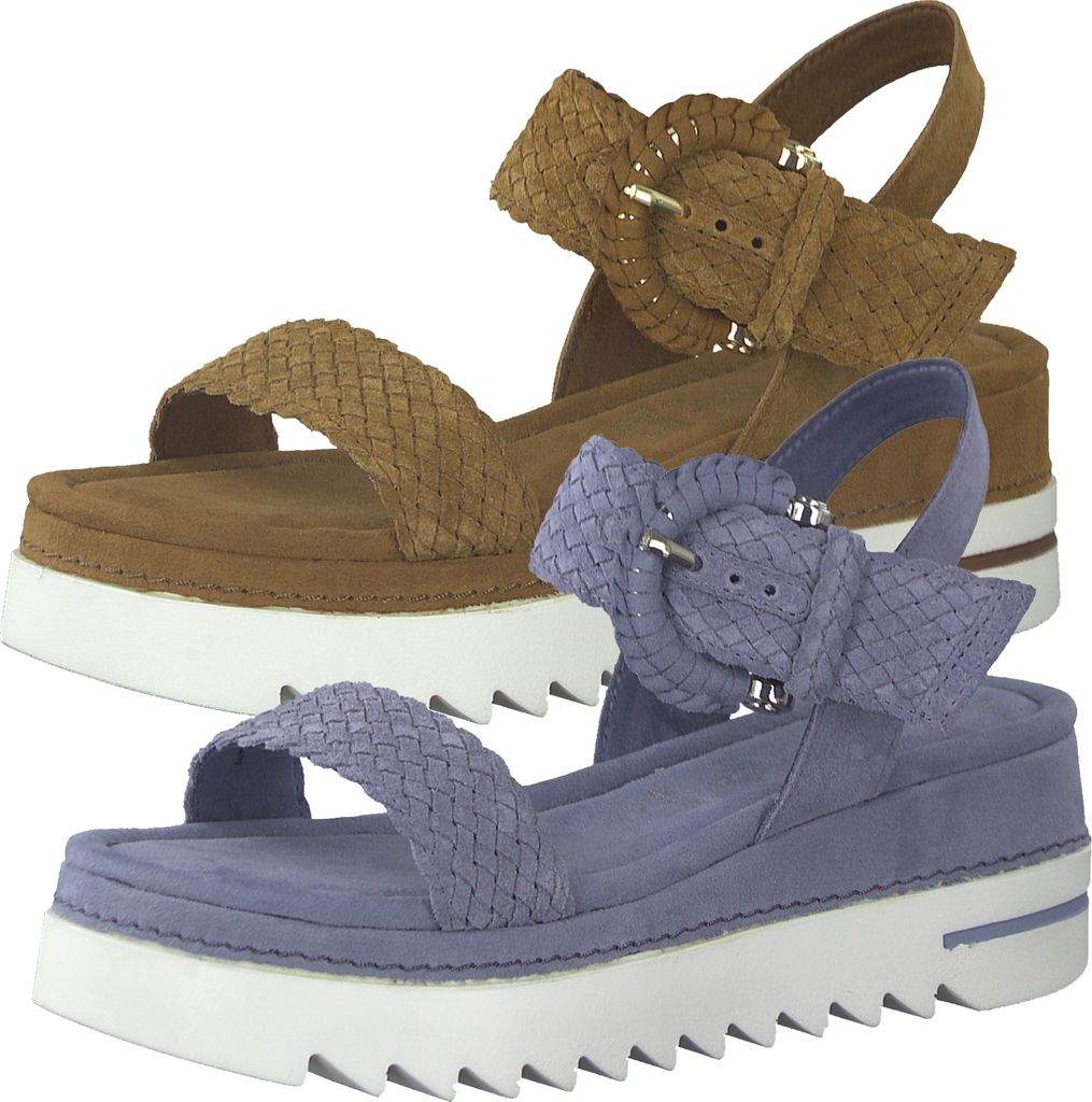 MARCO TOZZI Damen Sandalen Keilabsatz Plateau 2-28744-36, Größe:40 EU, Farbe:Blau
