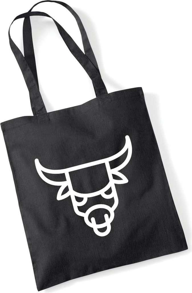 Huuraa Jutebeutel Stier Sternzeichen Symbol 10 Liter Black Baumwolle Tasche Geschenkidee