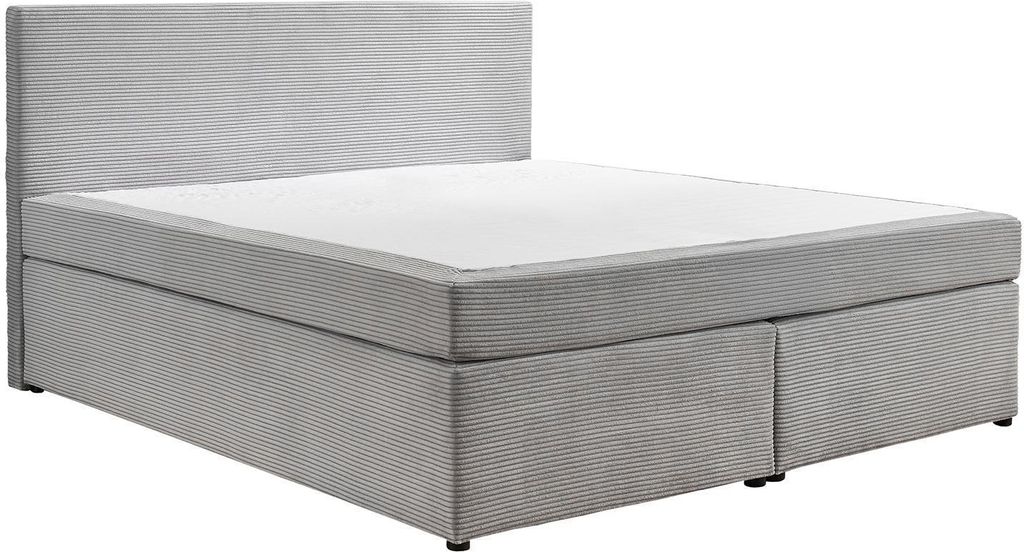 Boxspringbett - 140 x 200 cm - Hellgrau - Webstoff
