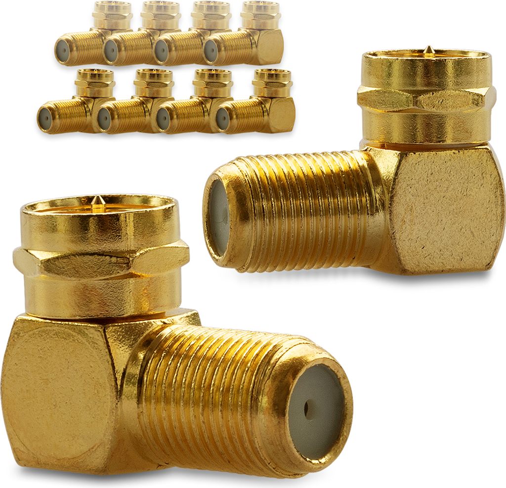 10x F-Winkelstecker Winkeladapter Stecker Winkel SAT Adapter Kupplung Vergoldet
