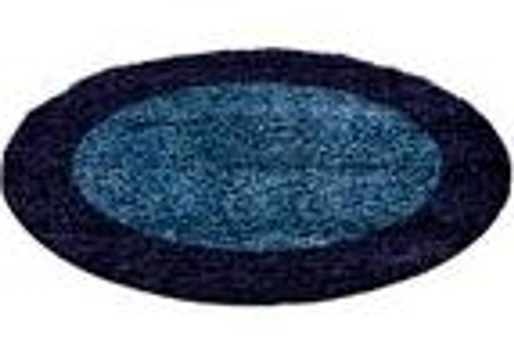 Teppich Wohnzimmer Hochflor Modern Design Langflor Shaggy Modern Flauschig, Größe: 120 cm Rund, Farbe: Marineblau