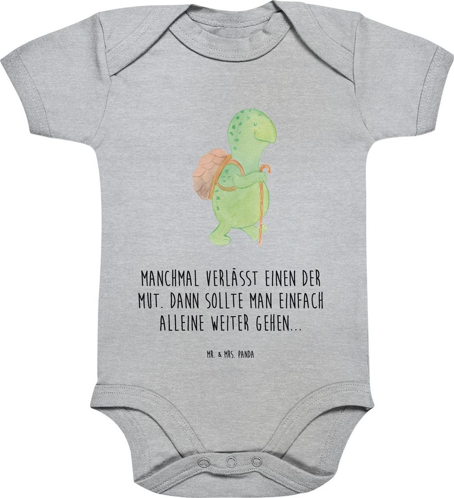 Mr. & Mrs. Panda Organic Babybody Schildkröte Wanderer 12. - 18. Monat - Heather Grey - Geschenk, kurzarm, Motivationsspruch, Schildkröten, Motiv...