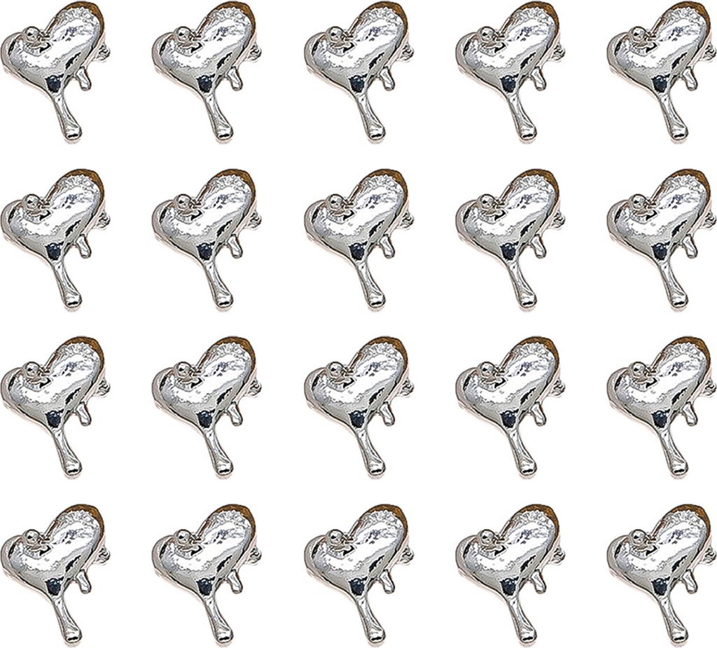 20 Stück 3D-Wassertropfen-Herz-Metall-Nagel-Charms, glänzendes Metall, Nageldesign-Schmuck, DIY-Maniküre, Telefonhülle, dekoratives Zubehör, N...