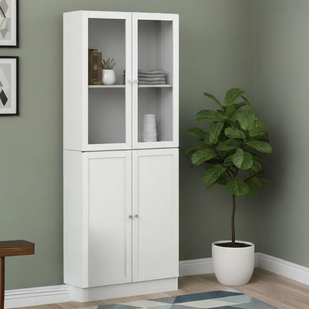 Armoire BASIC Blanche avec Portes et Étagères de Rangement Modulables - 4