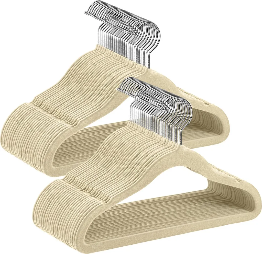 Lot de 50 cintres enfants beige sable avec crochets rotatifs à 360°