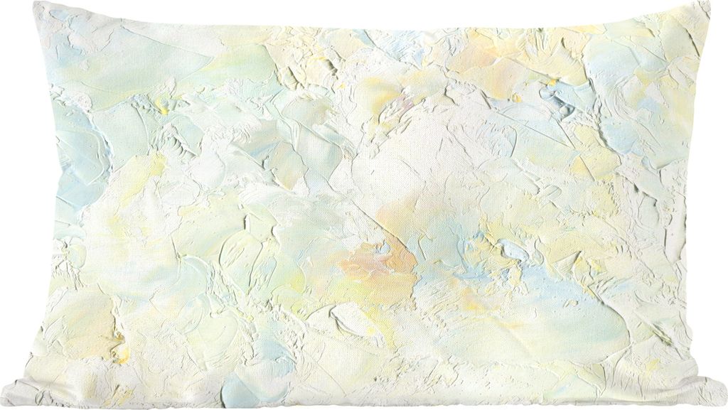 MuchoWow Zierkissen Sofakissen Wohnzimmer Dekokissen 50x30 cm Ölgemälde weiß - Wohnzimmerdekoration - Polster mit Photo