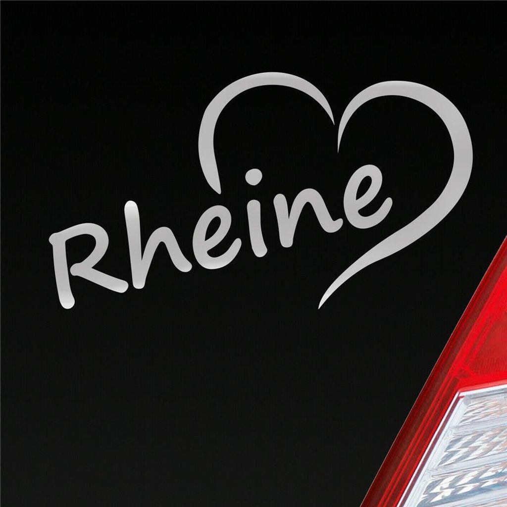 Auto Aufkleber Rheine Herz Stadt City Liebe Love Heimat 14,5x8 cm Silber Sticker Heckscheibenaufkleber
