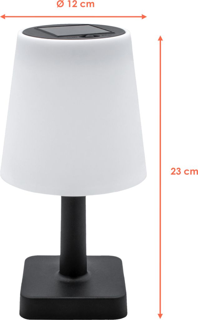 Lampe solaire de table avec pied noir - env. 23 x 12 cm - Image du produit 