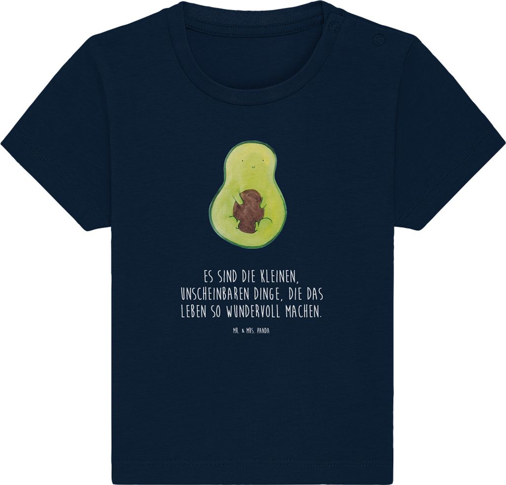 Mr. & Mrs. Panda T-Shirt Avocado Kern 12. - 18. Monat - French Navy - Geschenk, Baby, Pflanze, Organic, Liebe, Kinder, Babyshirt, Frucht, Jerseyshi...