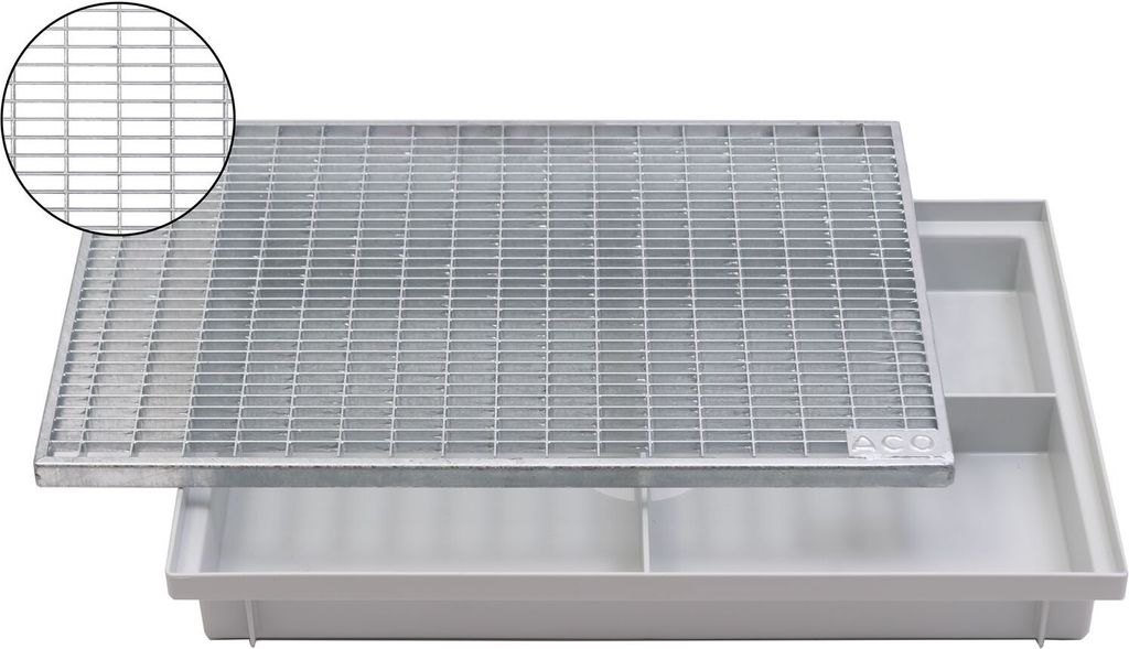 ACO 600x400 Schuhabstreifer Gitterrost mit Bodenwanne Vario Light Schuhabtreter Normrost