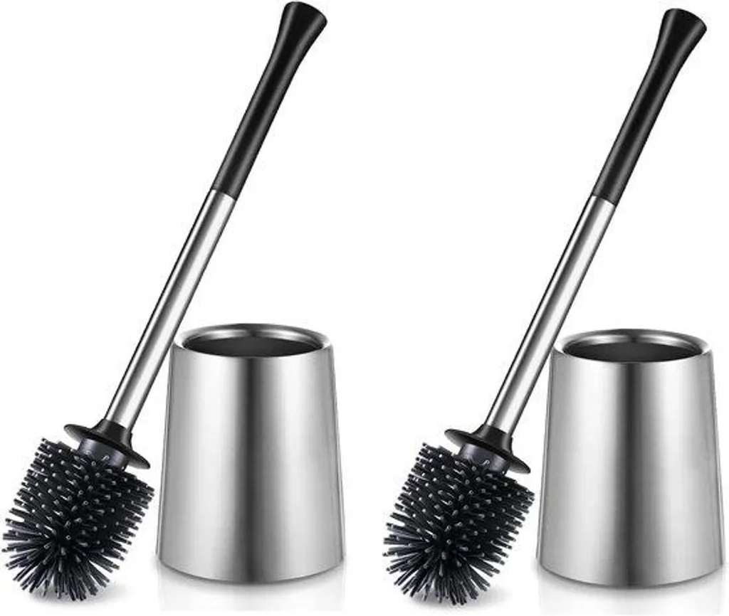 Brosse de toilettes silicone anti-adhérente et manche inox anticorrosion