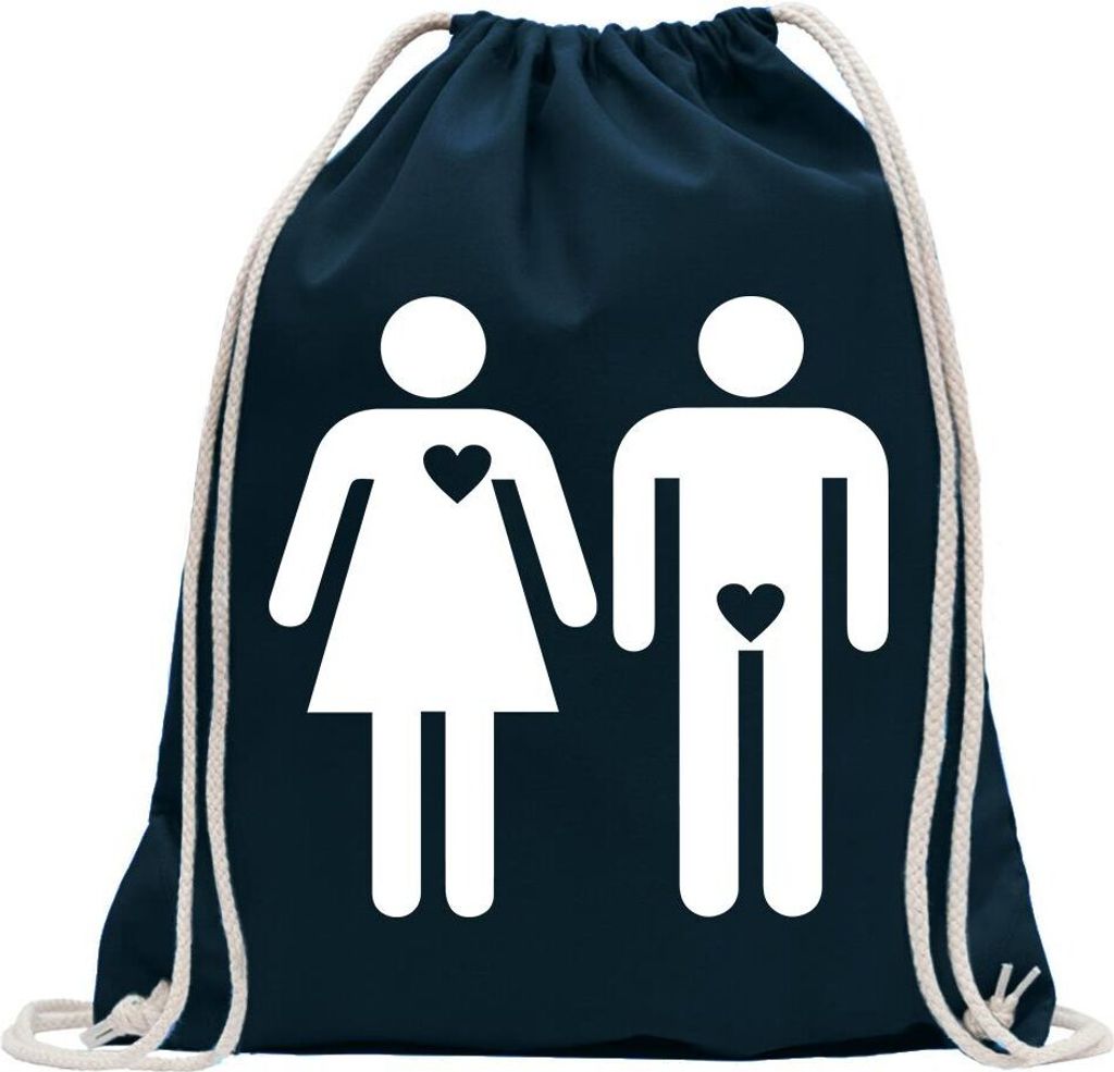 Kiwistar - Turnbeutel - dunkelblau - Wahre Liebe - Fun Rucksack Sport Beutel Gymsack Baumwolle mit Ziehgurt