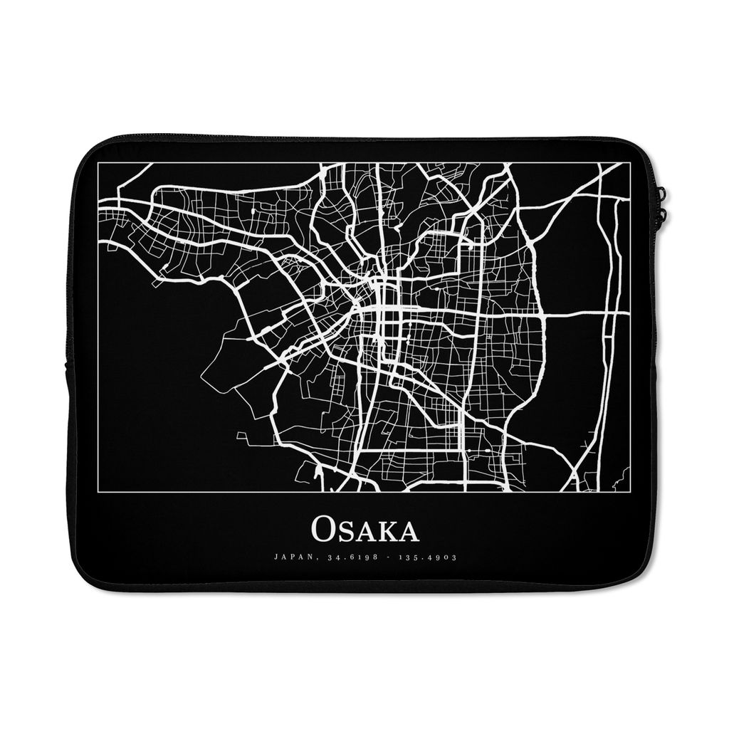 MuchoWow Laptop Hülle 17 Zoll Laptoptasche Karte - Osaka - Stadtplan - Zipper - Schutzabdeckung