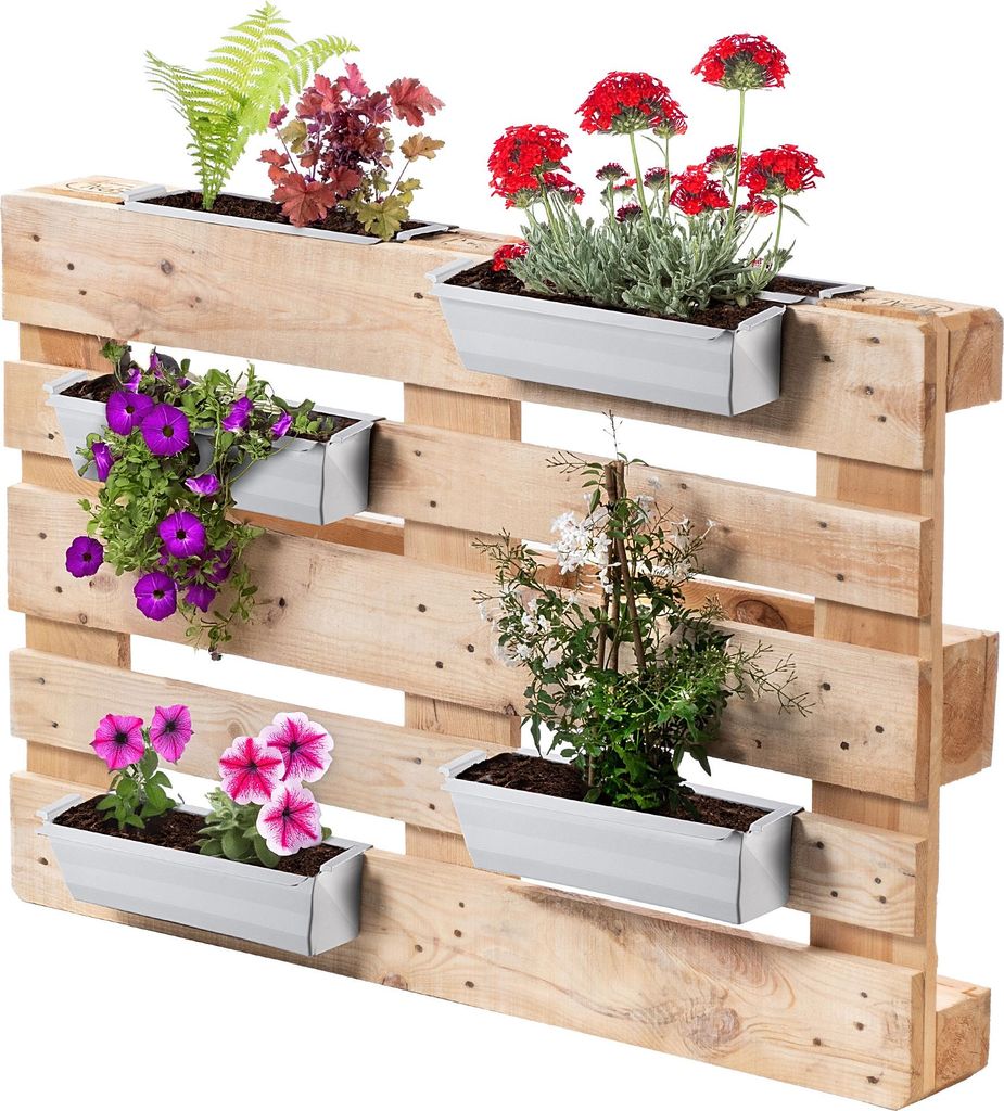 Geli Easy Vaso Per Piante: Fioriera Perfetta Per Pallet Europeo, Grigio Chiaro 18x14 Cm - 2